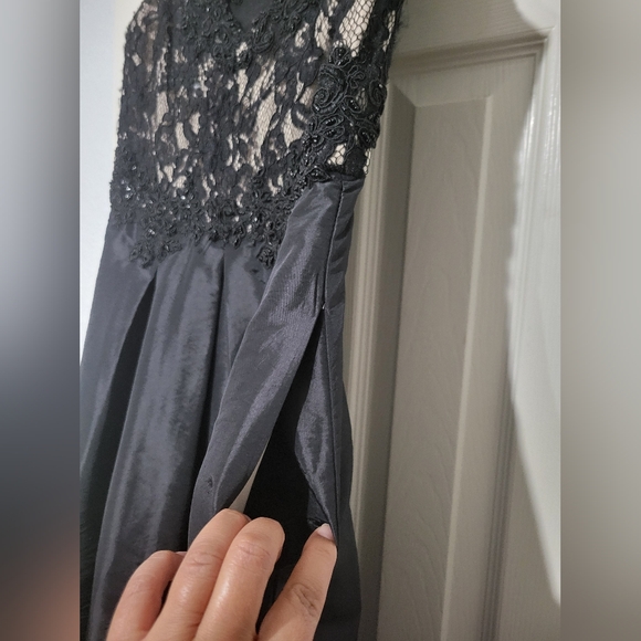 Black High Low Beaded Lace Size 12 Gown - Picture 7 of 13
